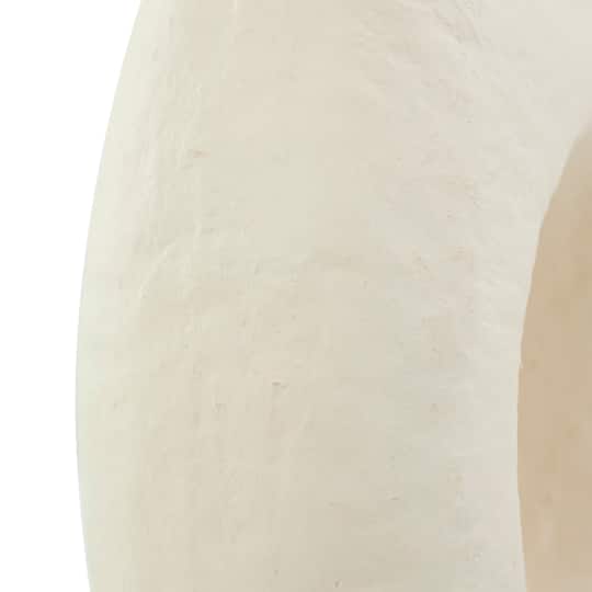 14" Beige Paper Mache Abstract Double Opening Vase